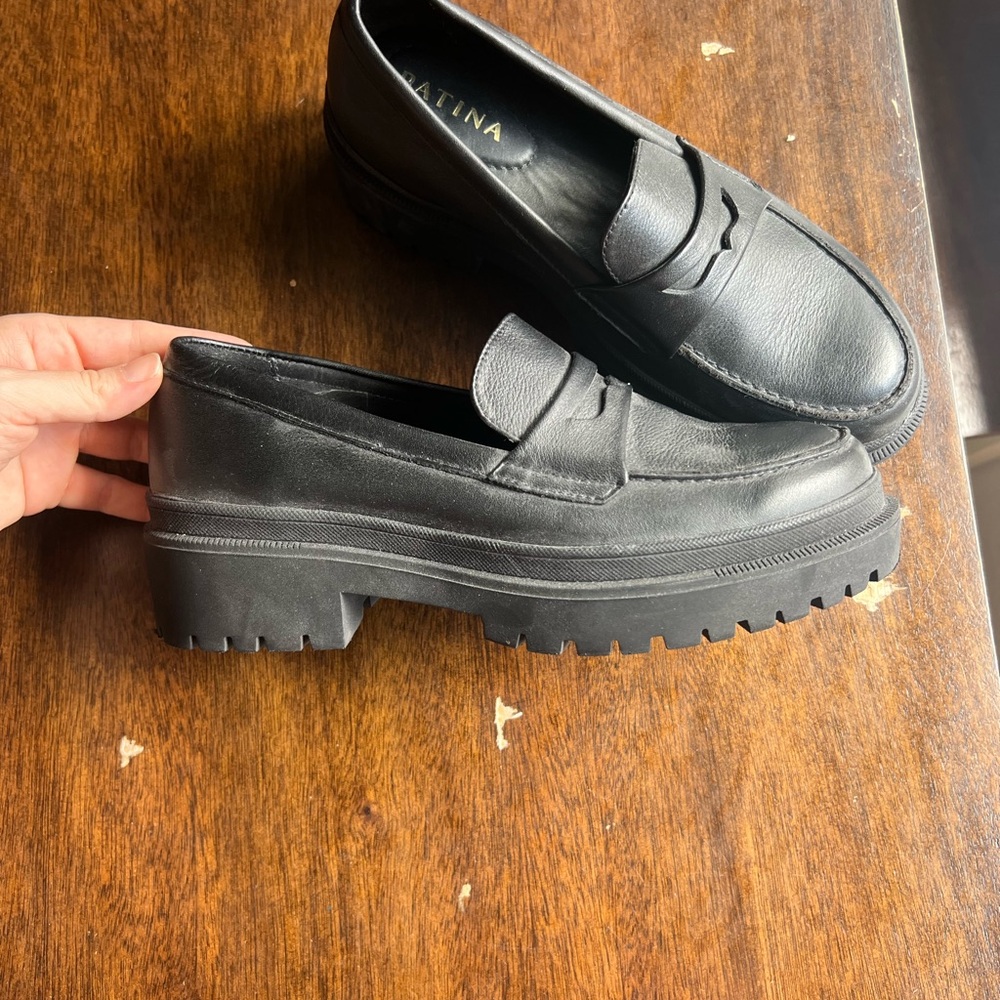 Leather Platform Penny Loafers